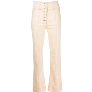 Ulla Johnson “Ellis” Jean, High Waist Cropped Flared Button Front Ecru 25